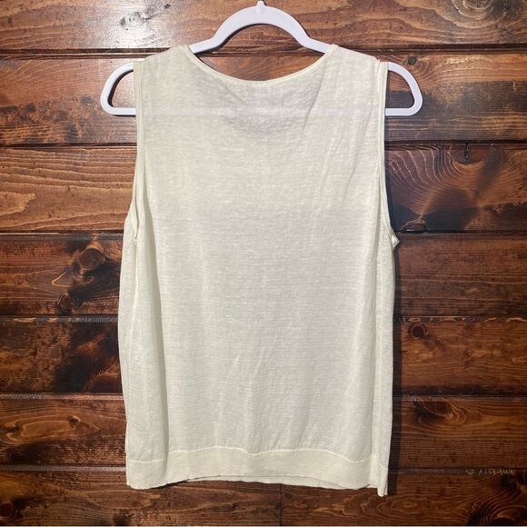 Talbots Petite Ivory Color Crochet Linen Sleeveless Top Tank Women's Size XLp - Picture 12 of 12